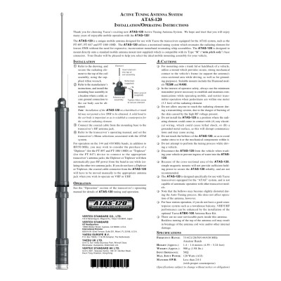 Yaesu Atas 120 A Antena activa para vehículo HF/50/144MHz