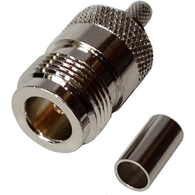 Female socket connector for RG58 cable to crimp